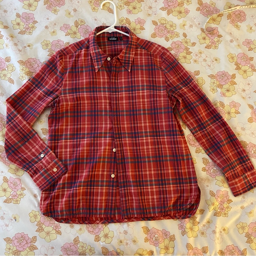Red Plaid Button Down Shirt